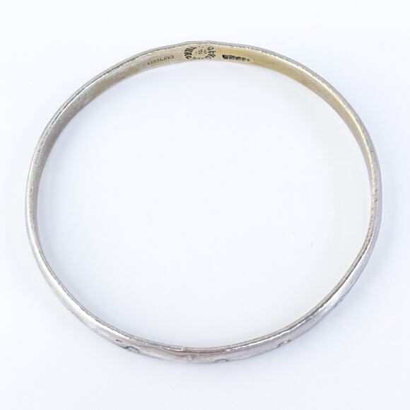 Vintage Sterling Silver Textured Bangle Bracelet 8" - Picture 3 of 7